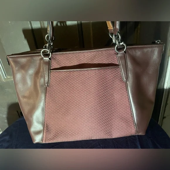 Coach Burgundy and Brown Tote Bag - Picture 2 of 12